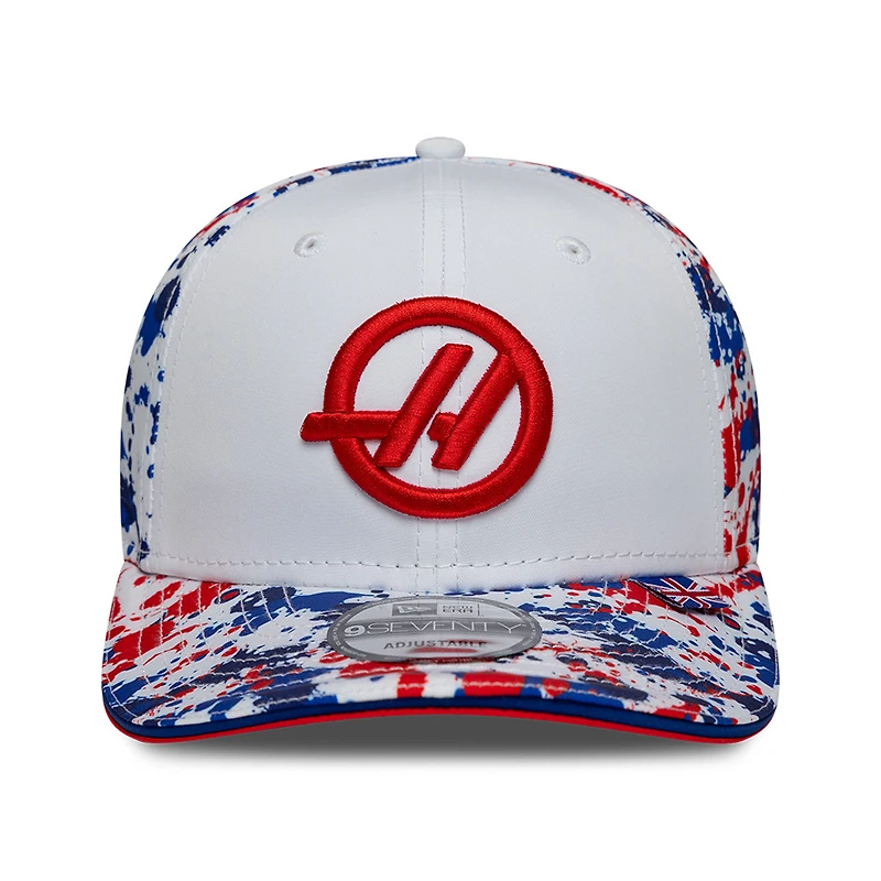 Casquette trucker ajustable New Era blanche Haas F1 Team Silverstone 9SEVENTY pour homme