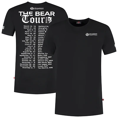 T-shirt noir pour homme Ollie Bearman, pilote Haas F1 Team 2025, The Bear Tour