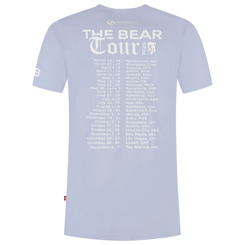 Men's Ollie Bearman Purple Haas F1 Team 2025 Driver The Bear Tour T-Shirt
