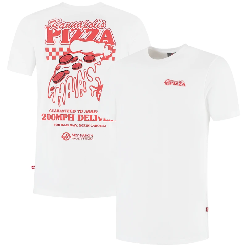 Men's White Haas F1 Team 2025 Fan Wear Pizza T-Shirt