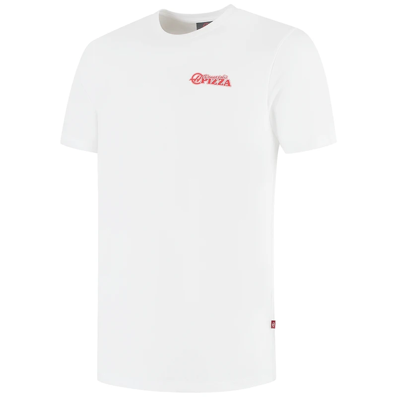 Men's White Haas F1 Team 2025 Fan Wear Pizza T-Shirt