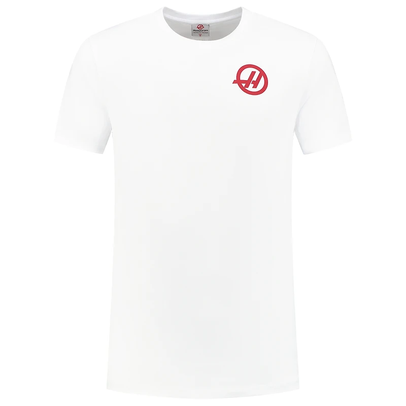 T-shirt blanc pour homme Haas F1 Team 2025 Fan Wear Roundel Essentials