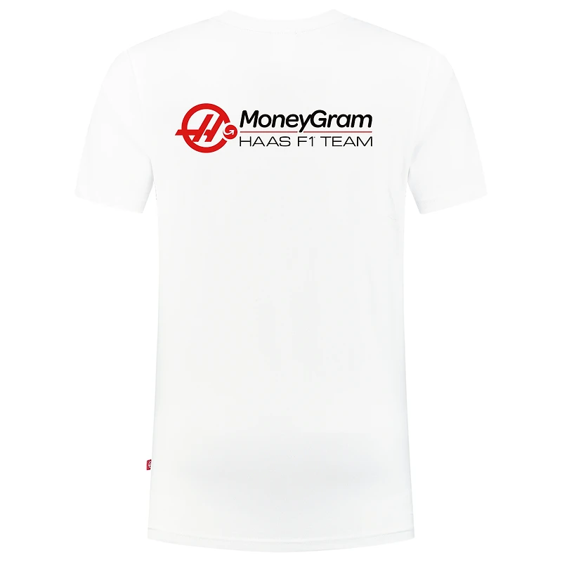 T-shirt blanc pour homme Haas F1 Team 2025 Fan Wear Roundel Essentials