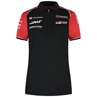 Polo ajusté à fermeture éclair quart de tour Haas F1 Black Team pour femme