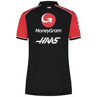Polo ajusté à fermeture éclair quart de tour Haas F1 Black Team pour femme
