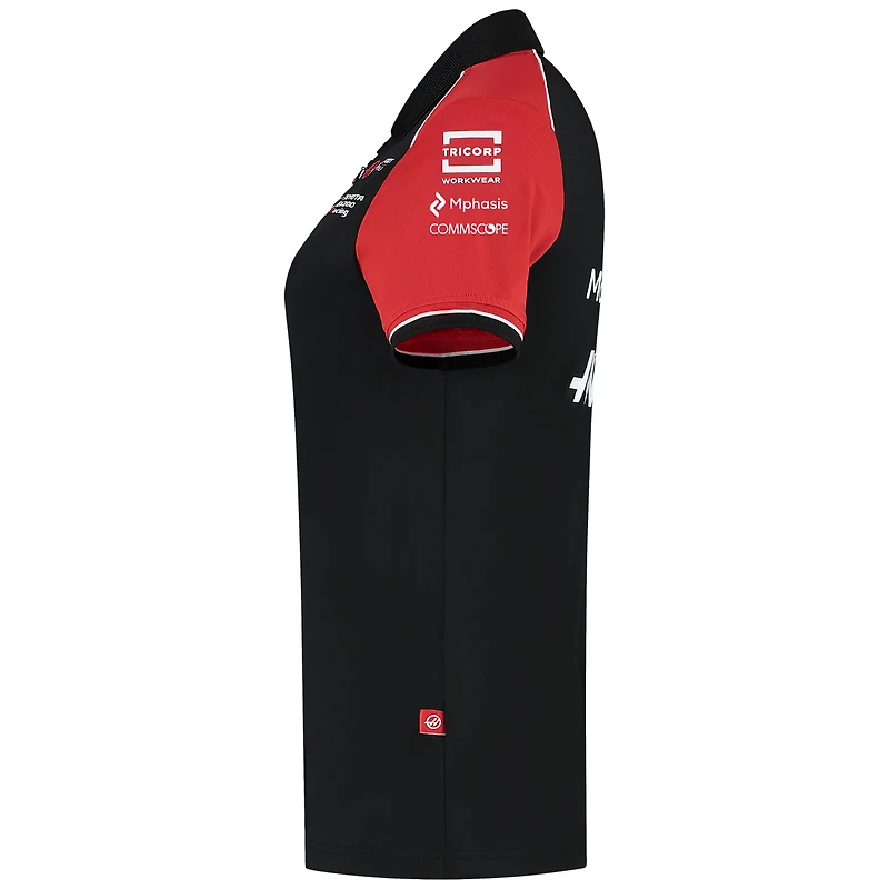 Polo ajusté à fermeture éclair quart de tour Haas F1 Black Team pour femme