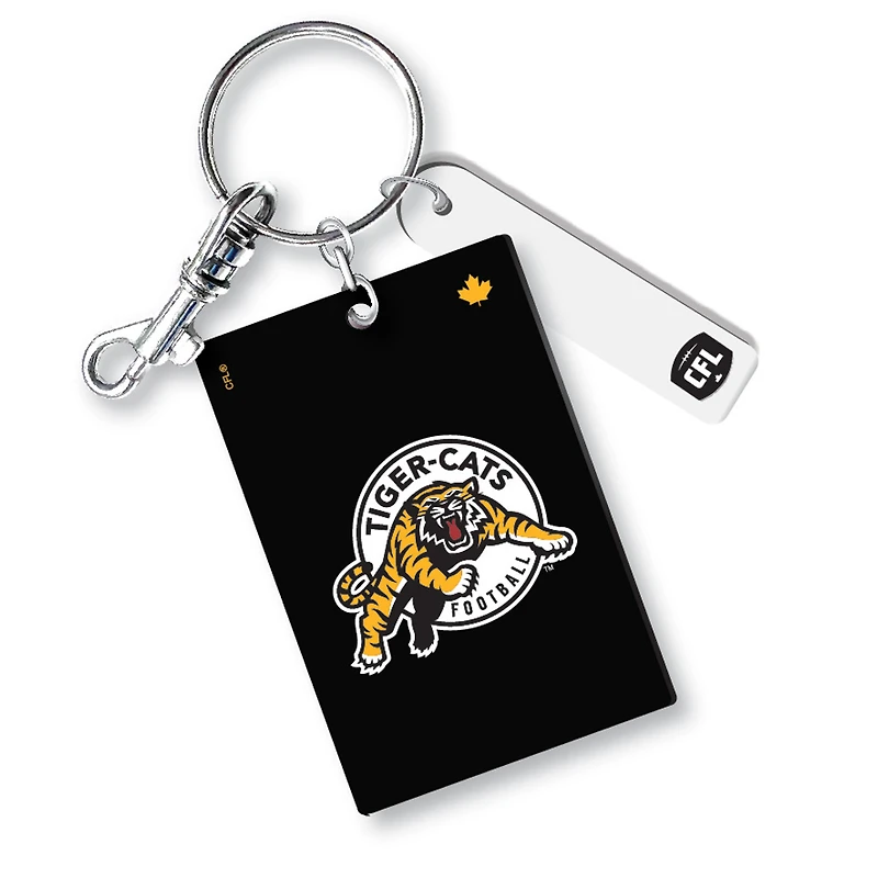 Hamilton Tiger-Cats Personalized Leather Rectangle Keychain