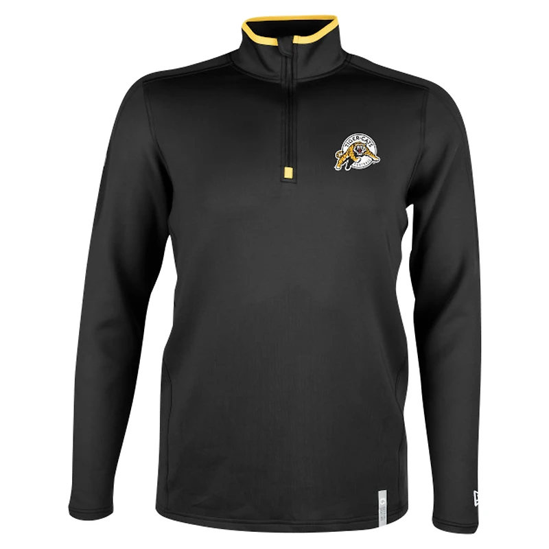 Men's New Era Black Hamilton Tiger-Cats Sideline Edge Performance Quarter-Zip Top