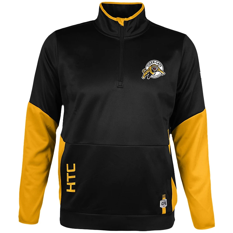 Haut polaire performance noir Hamilton Tiger-Cats Sideline pour homme New Era, zippé en quart de tour