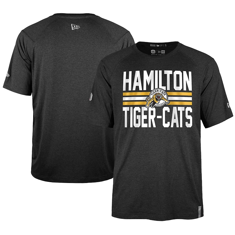 T-shirt de performance universitaire New Era noir Hamilton Tiger-Cats Sideline pour homme