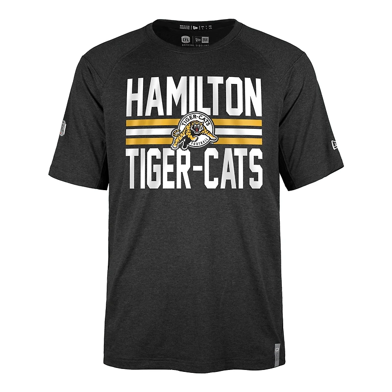 T-shirt 5th & Ocean by New Era noir pour hommes Hamilton Tiger-Cats Sideline Varsity Performance