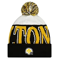 Bonnet tricoté à revers avec pompon Hamilton Tiger-Cats Turf Traditions pour homme New Era noir