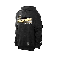 Men's New Era Black Hamilton Tiger-Cats Turf Traditions Mineral Wash Vintage Fleece Hoodie