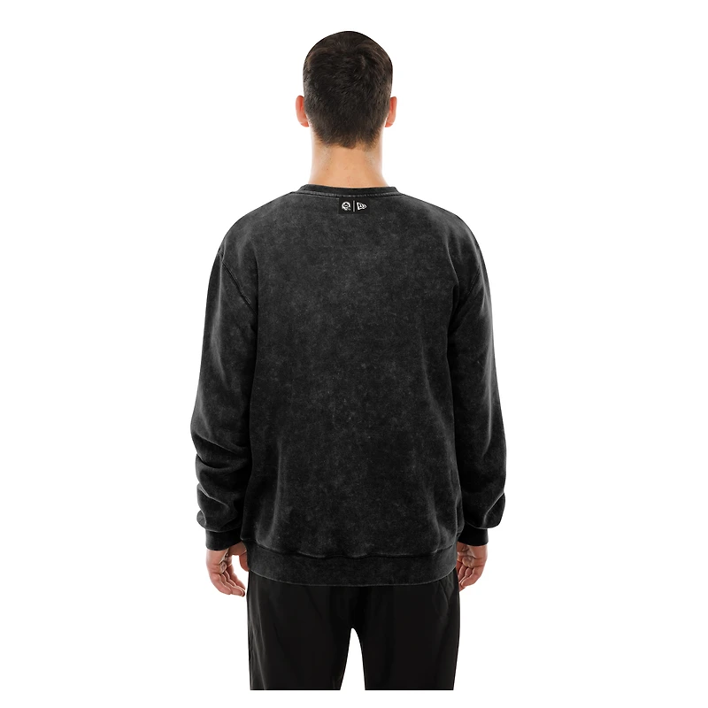 Men's New Era Black Hamilton Tiger-Cats Turf Traditions Vintage Fleece Crewneck Sweatshirt