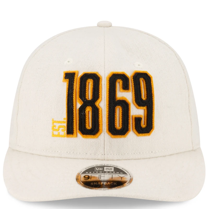 Men's New Era Cream Hamilton Tiger-Cats Turf Traditions Retro Crown 9FIFTY Adjustable Snapback Hat