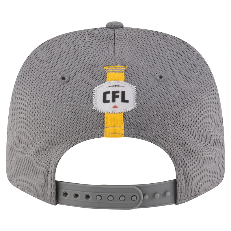 Casquette extensible à pression New Era grise Hamilton Tiger-Cats Sideline Alternate 9SEVENTY pour homme
