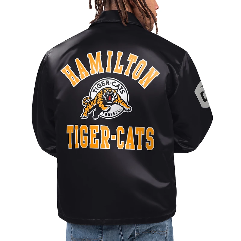 Men's Starter Black Hamilton Tiger-Cats Option Route Full-Snap Coaches Jacket