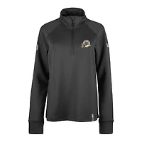 Haut 5th & Ocean by New Era pour femme Noir Hamilton Tiger-Cats Sideline Piper Performance Raglan Quarter-Zip Top