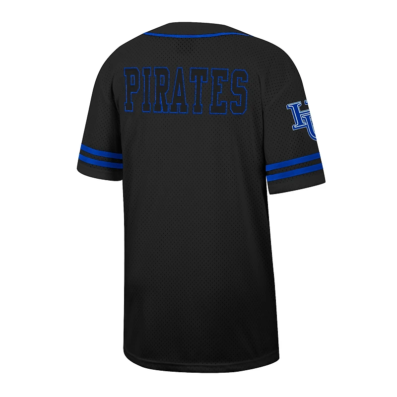 Maillot de baseball boutonné en maille Free Spirited des Hampton Pirates Colosseum noir pour hommes