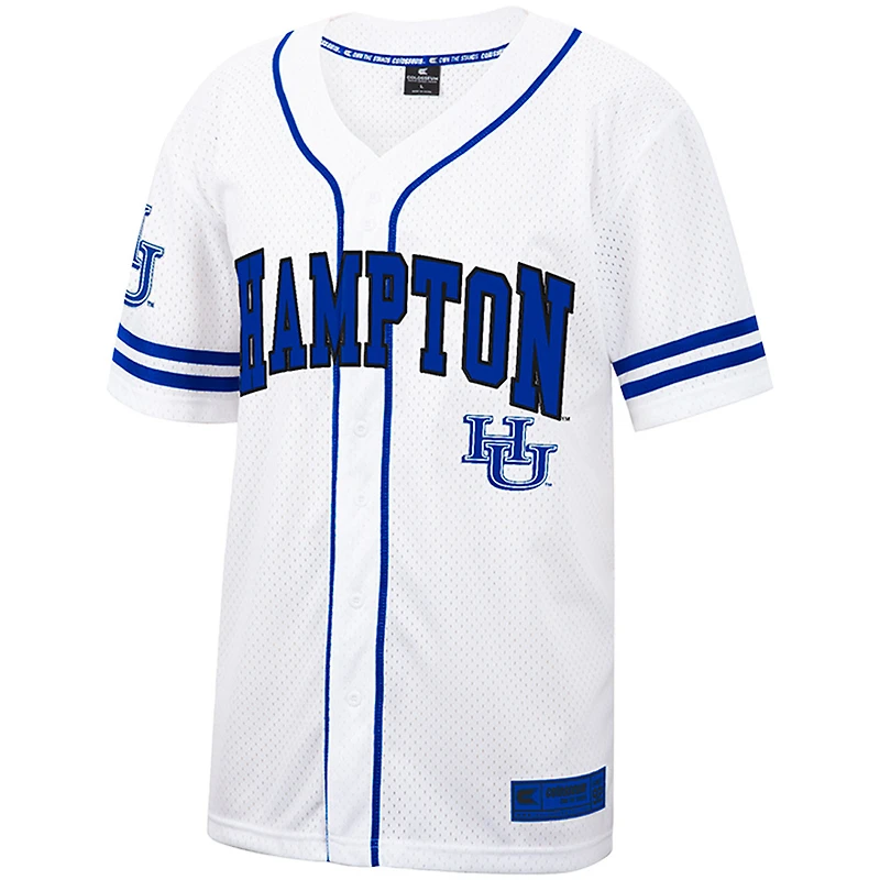Men's Colosseum White Hampton Pirates Free Spirited Mesh Button-Up Baseball Jersey
