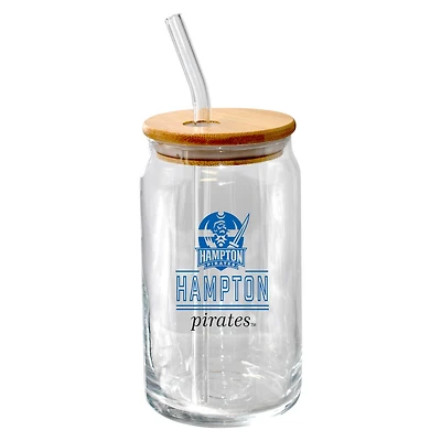 The Memory Company Pirates de Hampton 16oz. Verre à bière Classic Crew avec couvercle en bambou