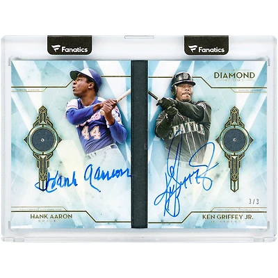 Hank Aaron & Ken Griffey Jr. Autographed 2020 Topps Diamond Icons Dual Diamond Gem Booklet #DPDA-AGJ #3/3 Card