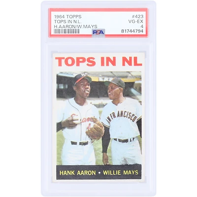 Hank Aaron & Willie Mays 1964 Topps Tops in the N.L. #423 PSA Authenticated 4 Card