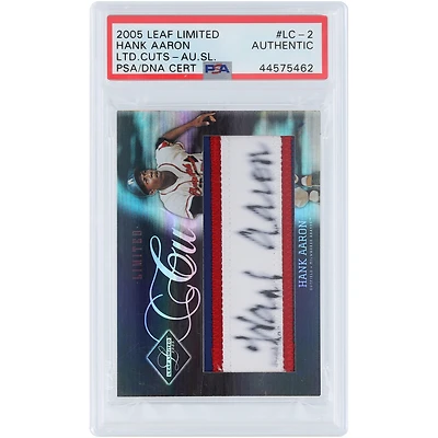 Carte authentifiée PSA autographiée par Hank Aaron Milwaukee Braves 2005 Leaf Limited Cuts #LC-2 #22/44