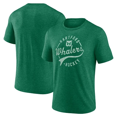 T-shirt tri-mélange vintage de hockey en détresse pour hommes Fanatics Heather Green Hartford Whalers