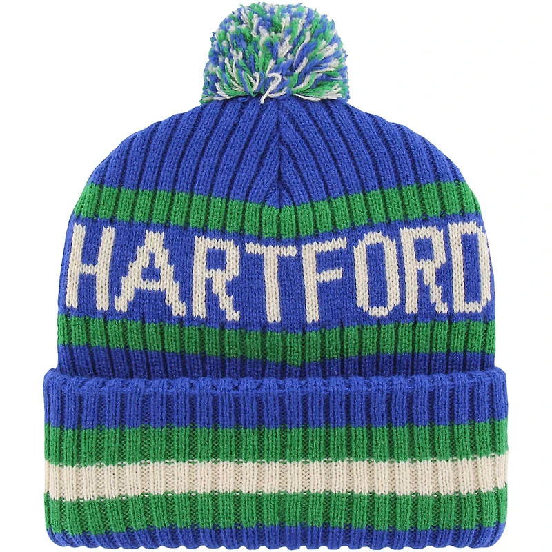 Men's '47  Blue Hartford Whalers Bering Cuffed Knit Hat with Pom