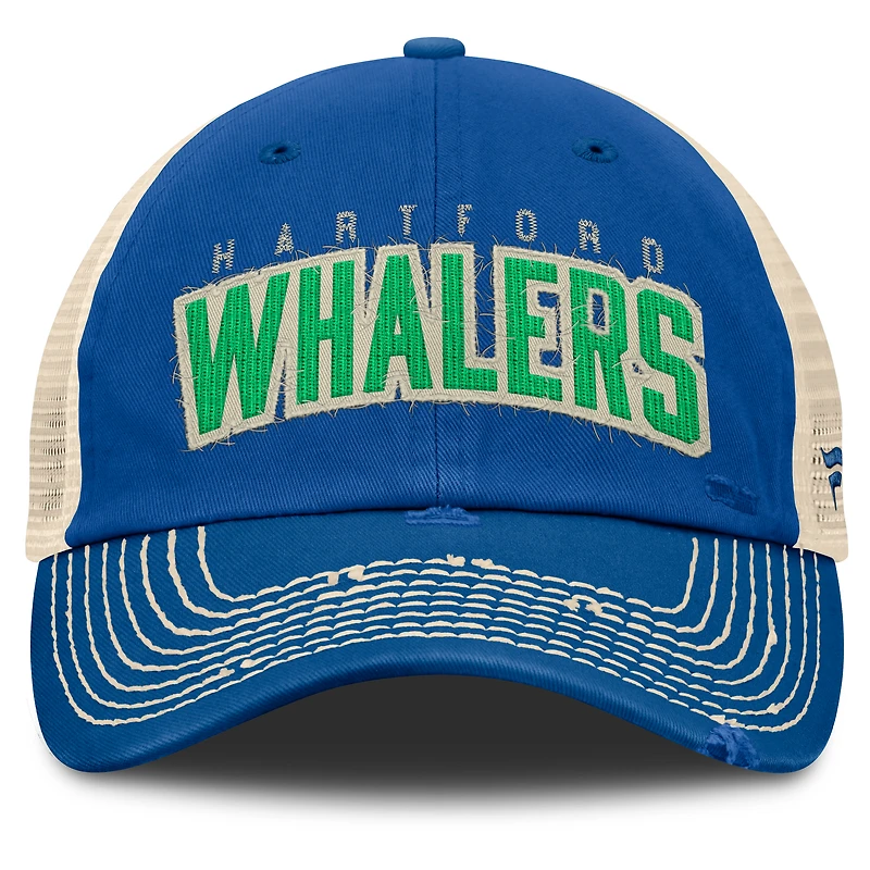 Men's Fanatics Blue/Natural Hartford Whalers Veteran Trucker Adjustable Hat