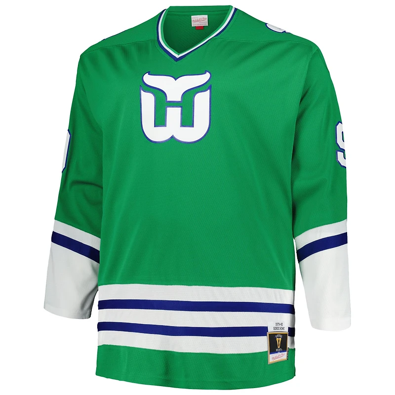 Men's Mitchell & Ness Gordie Howe Green Hartford Whalers Big Tall  Vintage Hockey Blue Line Player Jersey