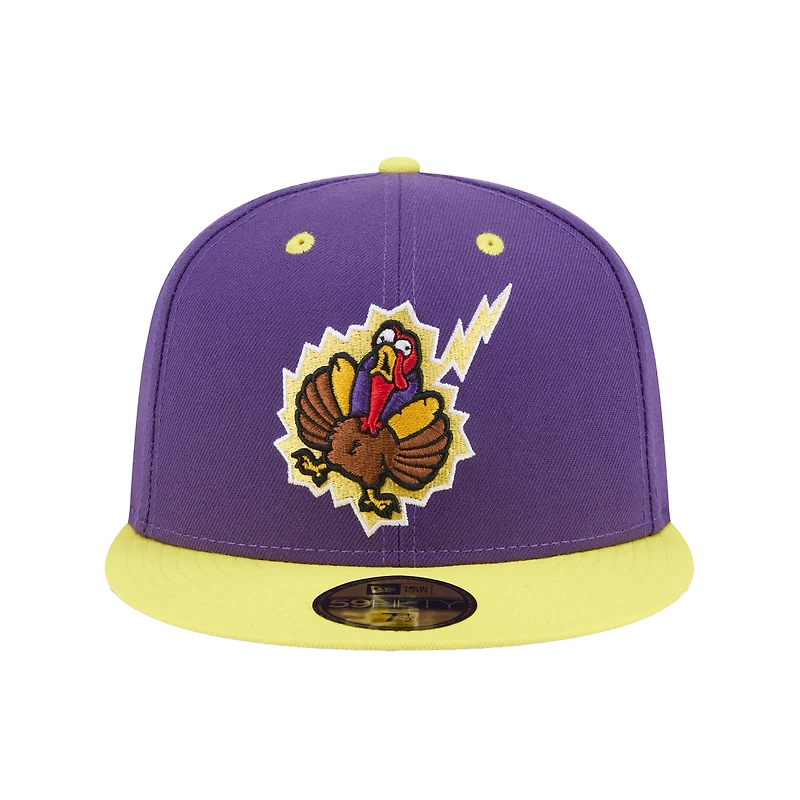Casquette ajustée 59FIFTY pour homme New Era violette Hartford Yard Goats Theme Nights