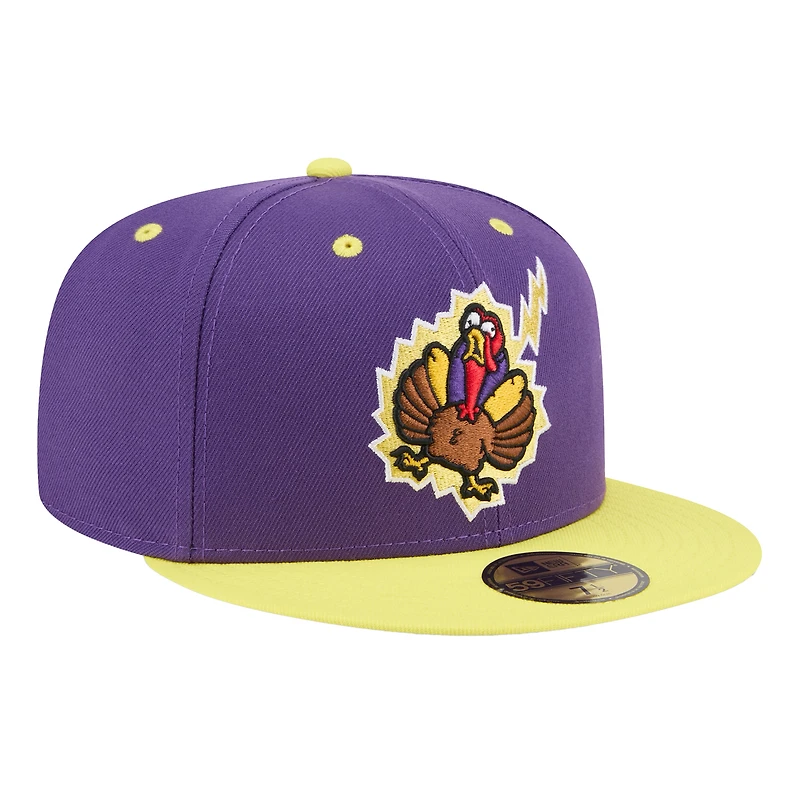 Casquette ajustée 59FIFTY pour homme New Era violette Hartford Yard Goats Theme Nights