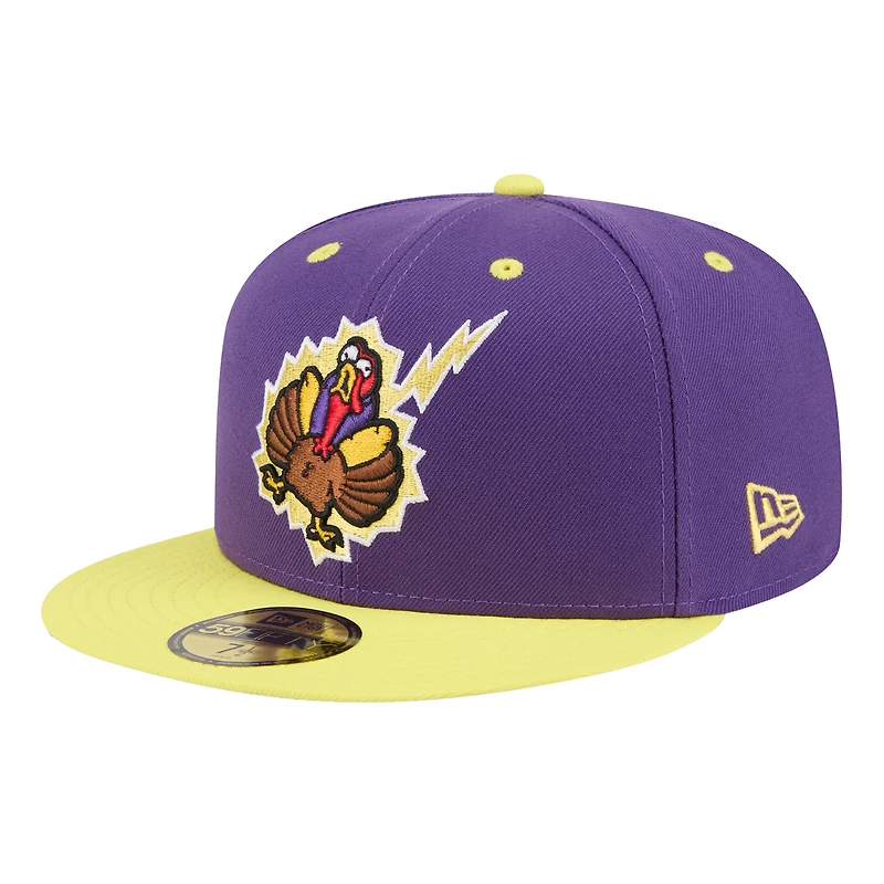 Casquette ajustée 59FIFTY pour homme New Era violette Hartford Yard Goats Theme Nights