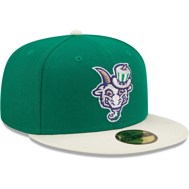 Casquette ajustée 59FIFTY Hartford Yard Goats New Era pour homme avec logo alternatif 3 Authentic Collection verte