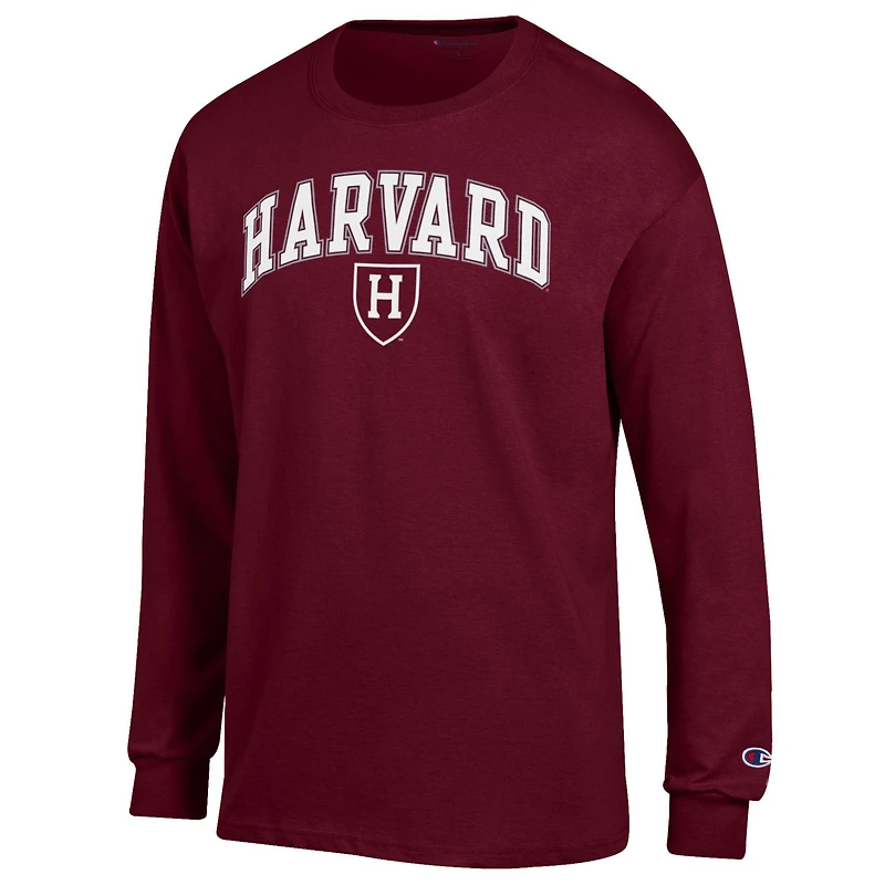 T-shirt à manches longues pour homme Champion Crimson Harvard Arch Over Logo