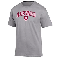 Men's Champion  Heather Gray Harvard Crimson Arch Over Logo T-Shirt