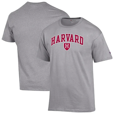 Men's Champion  Heather Gray Harvard Crimson Arch Over Logo T-Shirt