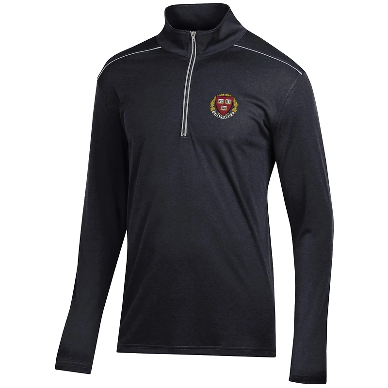 Men's Black Harvard Crimson Classic Jacquard Quarter-Zip Pullover Top
