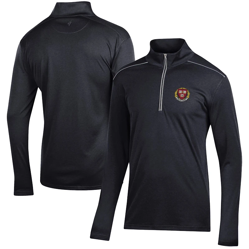Pull zippé classique en jacquard noir Harvard Crimson pour homme