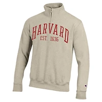 Men's Champion  Cream Harvard Crimson Established Date Quarter-Zip Pullover