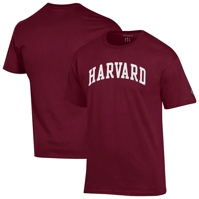 Men's Champion Heather Gray Harvard Crimson Basic Arch T-Shirt
