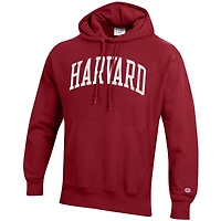 Men's Champion Crimson Harvard Team Arch Reverse Weave Pullover Hoodie