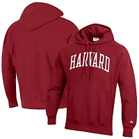 Men's Champion Crimson Harvard Team Arch Reverse Weave Pullover Hoodie