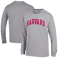 T-shirt à manches longues Champion Heather Grey Harvard Crimson Basic Arch pour homme
