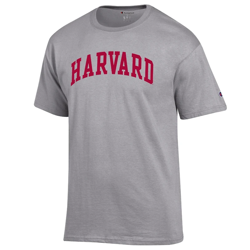 Men's Champion  Heather Gray Harvard Crimson Basic Arch T-Shirt