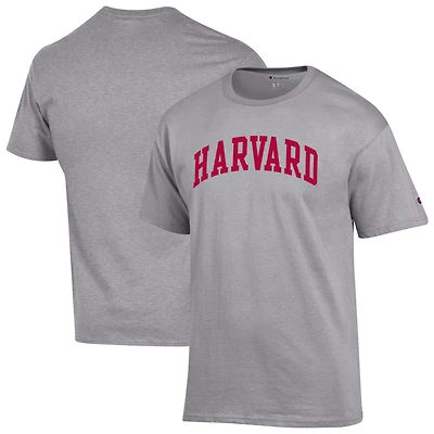 Men's Champion  Heather Gray Harvard Crimson Basic Arch T-Shirt