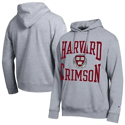 Sweat à capuche Champion Heather Gray pour homme, équipe Harvard Crimson