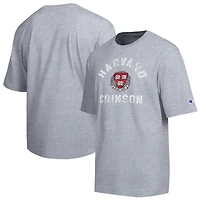 T-shirt d'équipe Champion pour homme, gris chiné, Harvard Crimson, effet vieilli